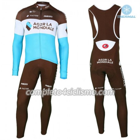 Completo Maglia ML + Pantaloncino con bretelle ML 2018 AG2R La Mondiale N002 Winter Invernale